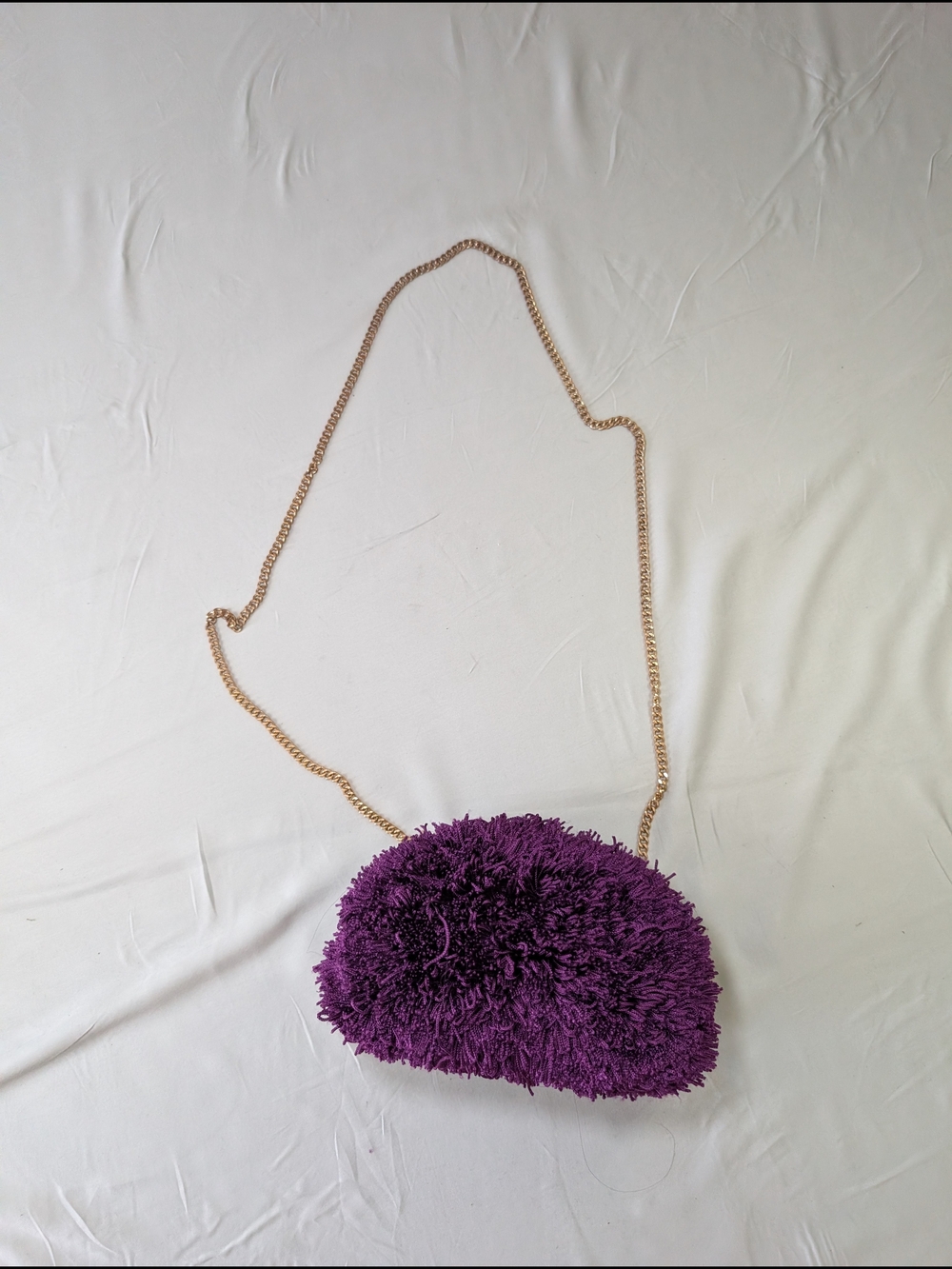 Zara Purple Plush Chain Crossbody Bag